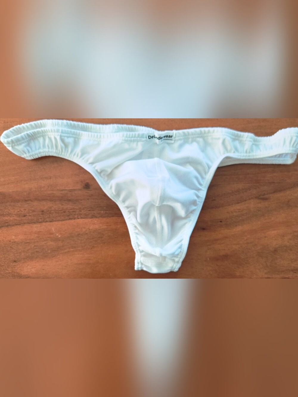 Mens White Silky Thong